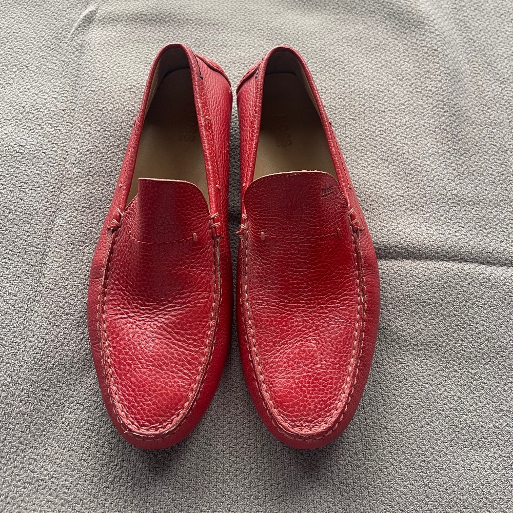 Hugo Boss Red leather driver loafers men’s Size 7